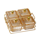 Maxbell Divided Serving Dishes Dried Fruit Plate Nuts Tray for Snacks Brown 4 Grids