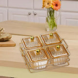 Maxbell Divided Serving Dishes Dried Fruit Plate Nuts Tray for Snacks Brown 4 Grids