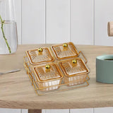 Maxbell Divided Serving Dishes Dried Fruit Plate Nuts Tray for Snacks Brown 4 Grids