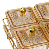 Maxbell Divided Serving Dishes Dried Fruit Plate Nuts Tray for Snacks Brown 4 Grids