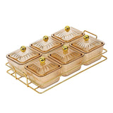 Maxbell Divided Serving Dishes Dried Fruit Plate Nuts Tray for Snacks Brown 6 Grids