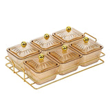 Maxbell Divided Serving Dishes Dried Fruit Plate Nuts Tray for Snacks Brown 6 Grids