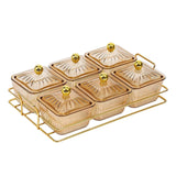 Maxbell Divided Serving Dishes Dried Fruit Plate Nuts Tray for Snacks Brown 6 Grids