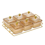 Maxbell Divided Serving Dishes Dried Fruit Plate Nuts Tray for Snacks Brown 6 Grids