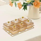 Maxbell Divided Serving Dishes Dried Fruit Plate Nuts Tray for Snacks Brown 6 Grids