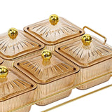 Maxbell Divided Serving Dishes Dried Fruit Plate Nuts Tray for Snacks Brown 6 Grids