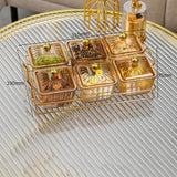 Maxbell Divided Serving Dishes Dried Fruit Plate Nuts Tray for Snacks Brown 6 Grids