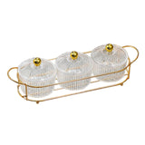 Maxbell Luxury Snack Dishes Multi Use Condiment Tray with Holder for Picnic Candies Clear 3 Bowls