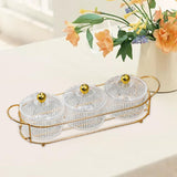 Maxbell Luxury Snack Dishes Multi Use Condiment Tray with Holder for Picnic Candies Clear 3 Bowls