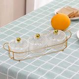 Maxbell Luxury Snack Dishes Multi Use Condiment Tray with Holder for Picnic Candies Clear 3 Bowls