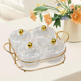 Maxbell Luxury Snack Dishes Multi Use Condiment Tray with Holder for Picnic Candies Clear 4 Bowls