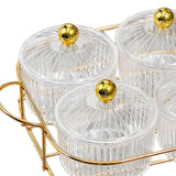 Maxbell Luxury Snack Dishes Multi Use Condiment Tray with Holder for Picnic Candies Clear 4 Bowls