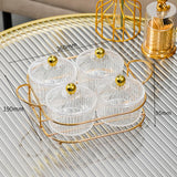 Maxbell Luxury Snack Dishes Multi Use Condiment Tray with Holder for Picnic Candies Clear 4 Bowls