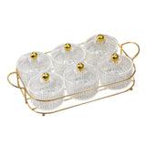 Maxbell Luxury Snack Dishes Multi Use Condiment Tray with Holder for Picnic Candies Clear 6 Bowls