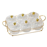 Maxbell Luxury Snack Dishes Multi Use Condiment Tray with Holder for Picnic Candies Clear 6 Bowls