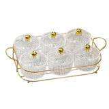 Maxbell Luxury Snack Dishes Multi Use Condiment Tray with Holder for Picnic Candies Clear 6 Bowls