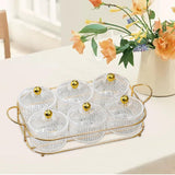 Maxbell Luxury Snack Dishes Multi Use Condiment Tray with Holder for Picnic Candies Clear 6 Bowls