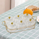 Maxbell Luxury Snack Dishes Multi Use Condiment Tray with Holder for Picnic Candies Clear 6 Bowls
