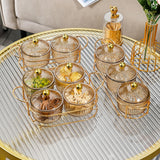Maxbell Luxury Snack Dishes Multi Use Condiment Tray with Holder for Picnic Candies Brown 2 Bowls