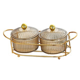 Maxbell Luxury Snack Dishes Multi Use Condiment Tray with Holder for Picnic Candies Brown 2 Bowls