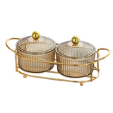 Maxbell Luxury Snack Dishes Multi Use Condiment Tray with Holder for Picnic Candies Brown 2 Bowls
