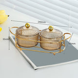 Maxbell Luxury Snack Dishes Multi Use Condiment Tray with Holder for Picnic Candies Brown 2 Bowls