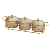 Maxbell Luxury Snack Dishes Multi Use Condiment Tray with Holder for Picnic Candies Brown 3 Bowls