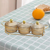 Maxbell Luxury Snack Dishes Multi Use Condiment Tray with Holder for Picnic Candies Brown 3 Bowls