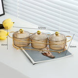 Maxbell Luxury Snack Dishes Multi Use Condiment Tray with Holder for Picnic Candies Brown 3 Bowls