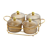 Maxbell Luxury Snack Dishes Multi Use Condiment Tray with Holder for Picnic Candies Brown 4 Bowls