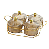 Maxbell Luxury Snack Dishes Multi Use Condiment Tray with Holder for Picnic Candies Brown 4 Bowls