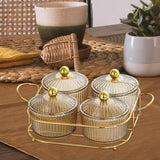 Maxbell Luxury Snack Dishes Multi Use Condiment Tray with Holder for Picnic Candies Brown 4 Bowls