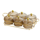Maxbell Luxury Snack Dishes Multi Use Condiment Tray with Holder for Picnic Candies Brown 6 Bowls