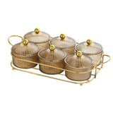 Maxbell Luxury Snack Dishes Multi Use Condiment Tray with Holder for Picnic Candies Brown 6 Bowls