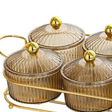 Maxbell Luxury Snack Dishes Multi Use Condiment Tray with Holder for Picnic Candies Brown 6 Bowls