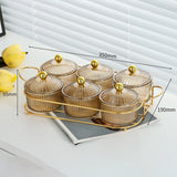 Maxbell Luxury Snack Dishes Multi Use Condiment Tray with Holder for Picnic Candies Brown 6 Bowls