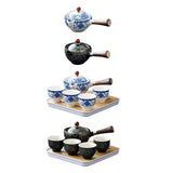 Maxbell Side Handle Tea Maker Ceramic Tea Dispenser Porcelain for Travel Outdoor light blue