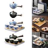 Maxbell Side Handle Tea Maker Ceramic Tea Dispenser Porcelain for Travel Outdoor light blue