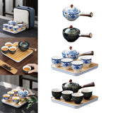 Maxbell Side Handle Tea Maker Ceramic Tea Dispenser Porcelain for Travel Outdoor light blue