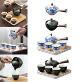 Maxbell Side Handle Tea Maker Ceramic Tea Dispenser Porcelain for Travel Outdoor light blue