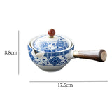 Maxbell Side Handle Tea Maker Ceramic Tea Dispenser Porcelain for Travel Outdoor light blue