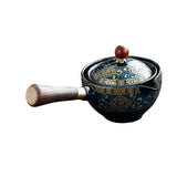 Maxbell Side Handle Tea Maker Ceramic Tea Dispenser Porcelain for Travel Outdoor Dark Blue