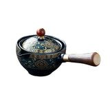 Maxbell Side Handle Tea Maker Ceramic Tea Dispenser Porcelain for Travel Outdoor Dark Blue