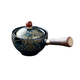 Maxbell Side Handle Tea Maker Ceramic Tea Dispenser Porcelain for Travel Outdoor Dark Blue