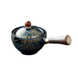 Maxbell Side Handle Tea Maker Ceramic Tea Dispenser Porcelain for Travel Outdoor Dark Blue