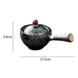 Maxbell Side Handle Tea Maker Ceramic Tea Dispenser Porcelain for Travel Outdoor Dark Blue