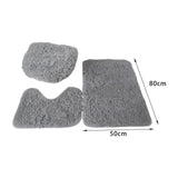 Maxbell 3x Bathroom Rug Set Bath Mat Toilet Lid Cover U Shape Rug for Bathroom Light Grey