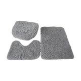 Maxbell 3x Bathroom Rug Set Bath Mat Toilet Lid Cover U Shape Rug for Bathroom Light Grey