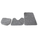 Maxbell 3x Bathroom Rug Set Bath Mat Toilet Lid Cover U Shape Rug for Bathroom Light Grey