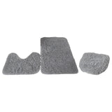 Maxbell 3x Bathroom Rug Set Bath Mat Toilet Lid Cover U Shape Rug for Bathroom Light Grey